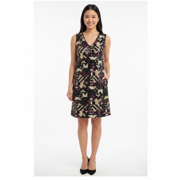 Nicole Miller Dresses & Skirts - Nwt Nicole Miller New York V-Women Dress Size 8 Neck Sequin Shift Cocktail